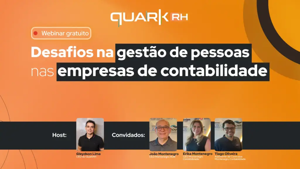 Imagem de um webinar gratuito sobre desafios na gestão de pessoas em empresas de contabilidade, com especialistas e líderes do setor, destacando estratégias de RH e administração.