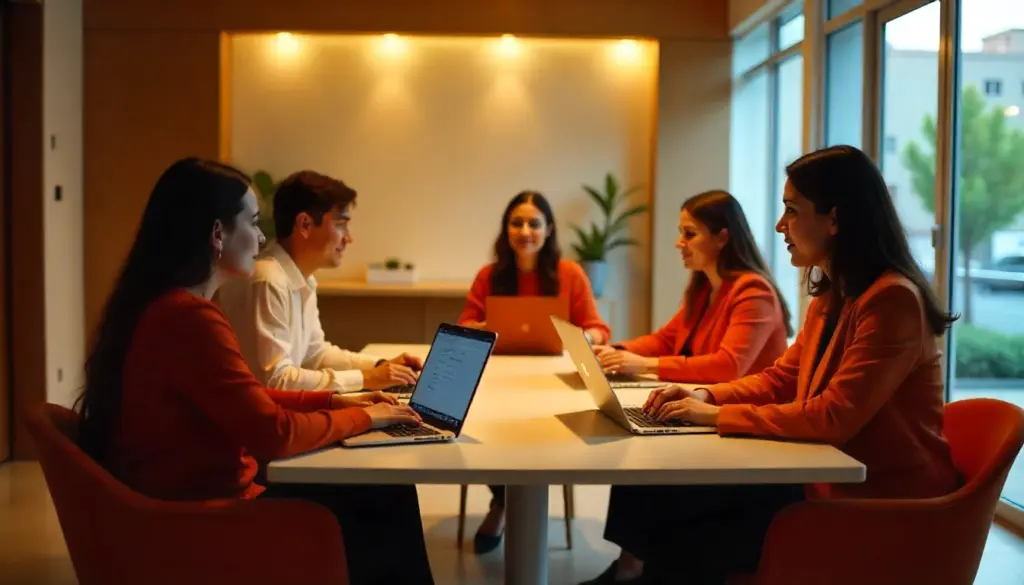 Equipe de trabalho em reunião corporativa promovendo o silêncio organizacional para melhorar a comunicação e o ambiente de trabalho.