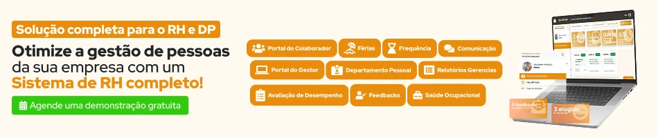 Imagem ilustrativa de um sistema de gestão de recursos humanos completo para empresas, com destaque para funcionalidades como portal do colaborador, avaliação de desempenho, relatórios gerenciais e saúde ocupacional, ideal para otimizar a gestão de pessoas na sua organização.