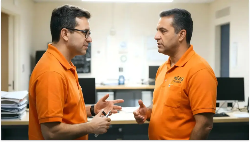 homens discutindo trabalho escritorio jpg 1 Advertência por falta: quando aplicar na sua empresa