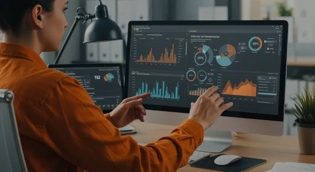 Pessoa analisando gráficos e dados financeiros em um computador, relacionado ao tema 'O que é DIRF? Entenda quem declara, o que mudou e como fazer'