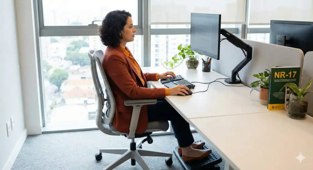 Profissional de RH analisando documentos e informações sobre as Normas Regulamentadoras, essenciais para o setor de Departamento Pessoal e Recursos Humanos.