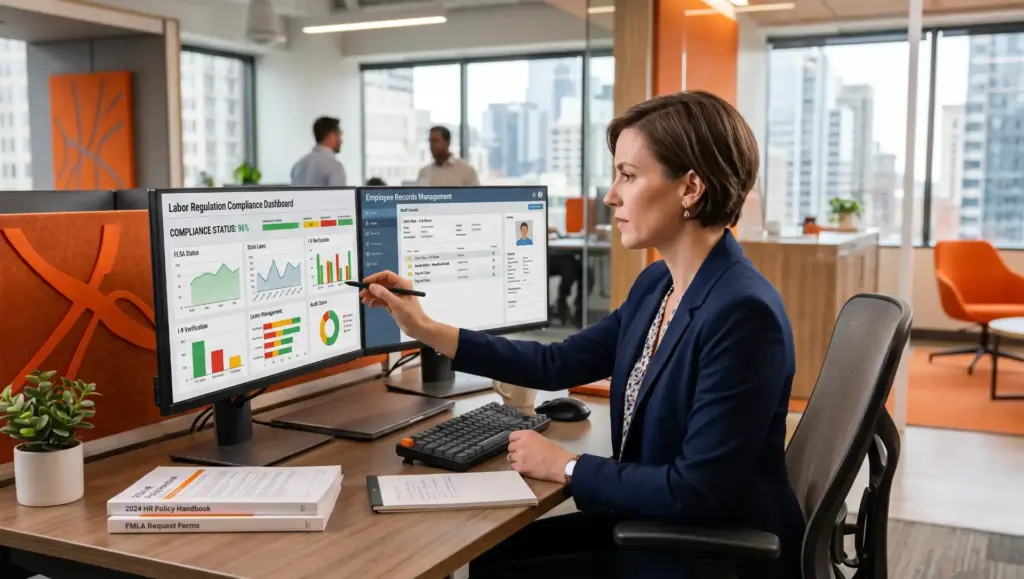 profissional analisando dashboards compliance no escritorio Demissão com justa causa: o que recebe e motivos e dicas CLT