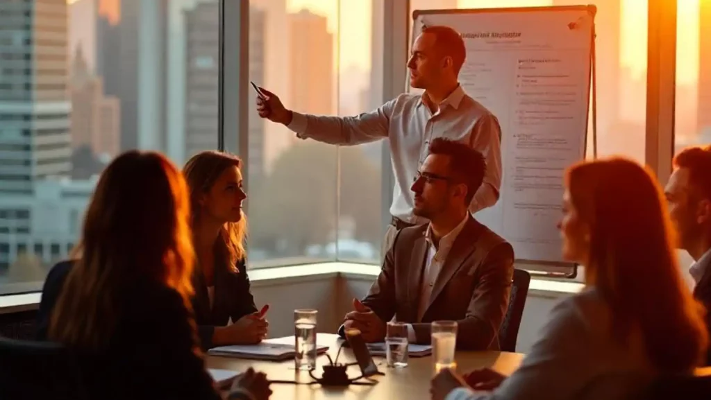 Reunião de equipe discutindo a gestão de pessoas do futuro, destacando estratégia, tecnologia e valor para o negócio.