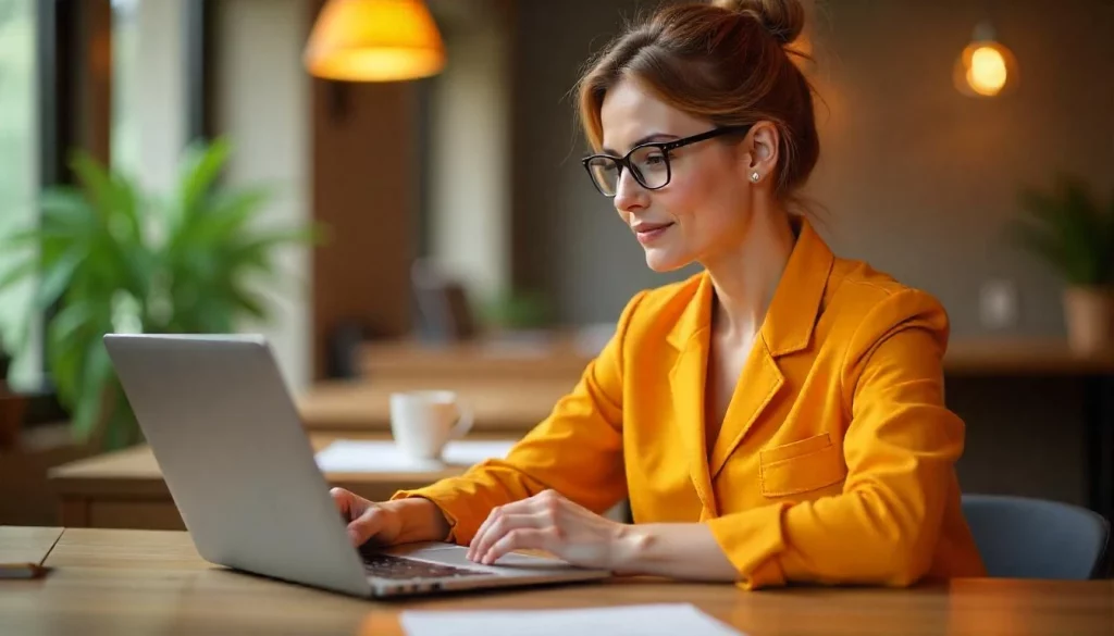 mulher trabalhando cafe laptop Dia do Profissional de RH: saiba em qual data comemorar