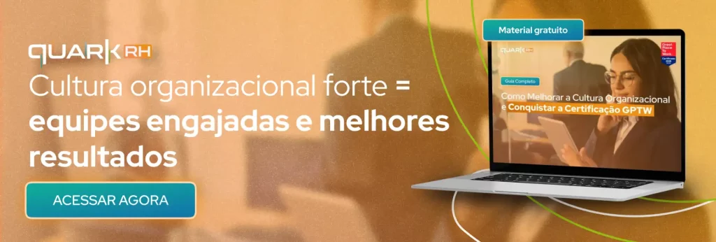 Imagem promocional da Quark RH destacando a importância da cultura organizacional forte, equipes engajadas e melhores resultados em treinamentos e certificações.