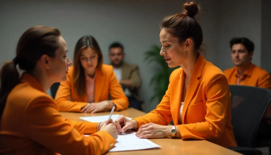 reuniao mulheres negocios blazerlaranja Analista de RH: O que faz? Como evoluir na carreira?