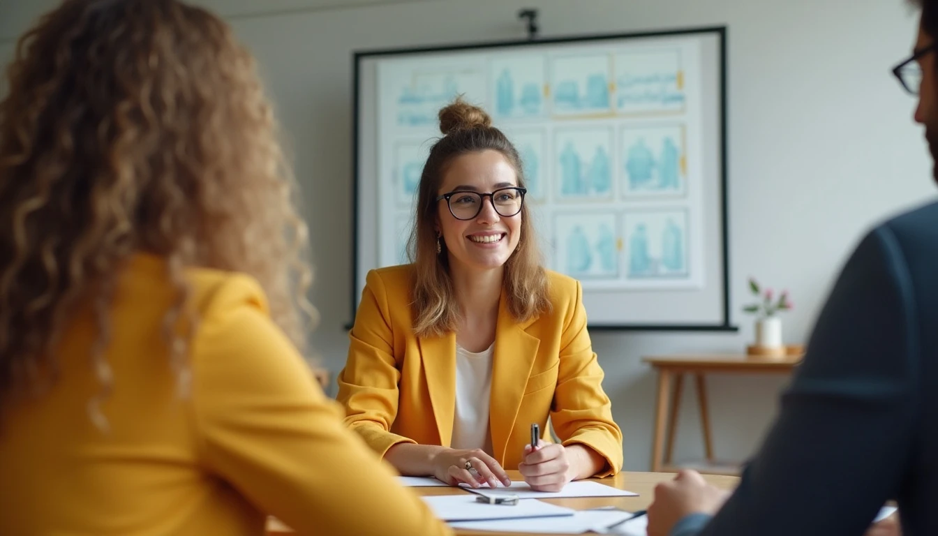 Profissional de Recursos Humanos entrevistando candidatos em uma sala de reunião, destacando a importância do RH nas empresas.
