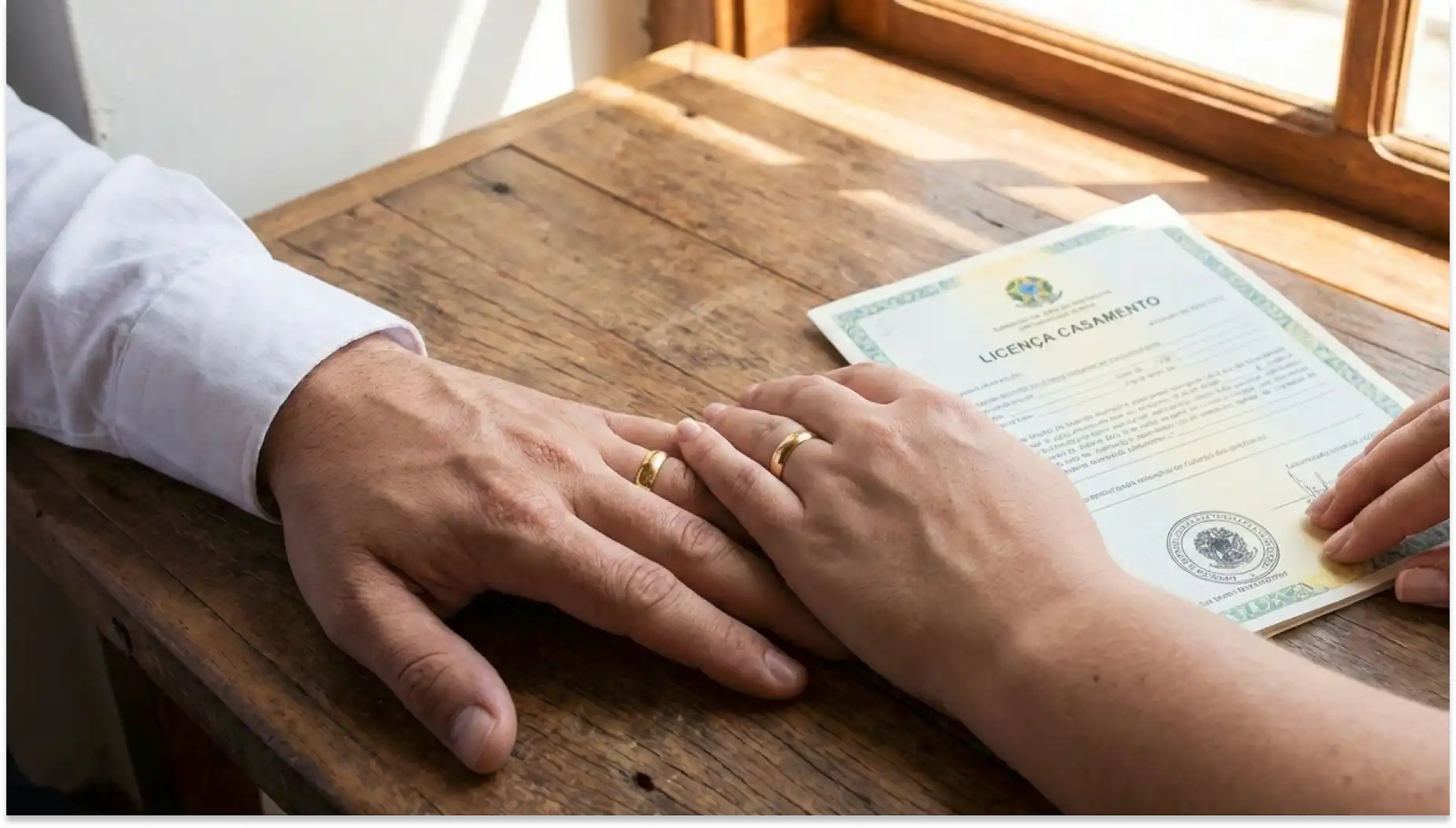 Casamento sendo oficializado com assinatura do documento de certidão de casamento, simbolizando união, licença casamento e compromisso matrimonial.
