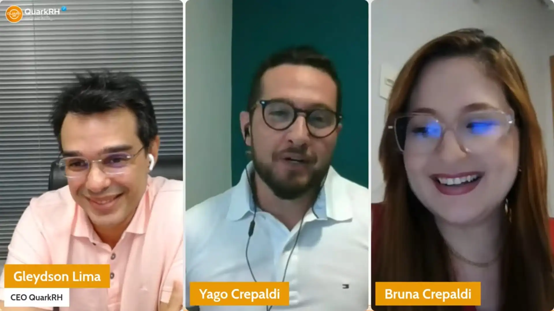 Imagem de três profissionais participando de webinar sobre principais insights do NR-1 e riscos psicossociais, discutindo questões de segurança e saúde no trabalho.