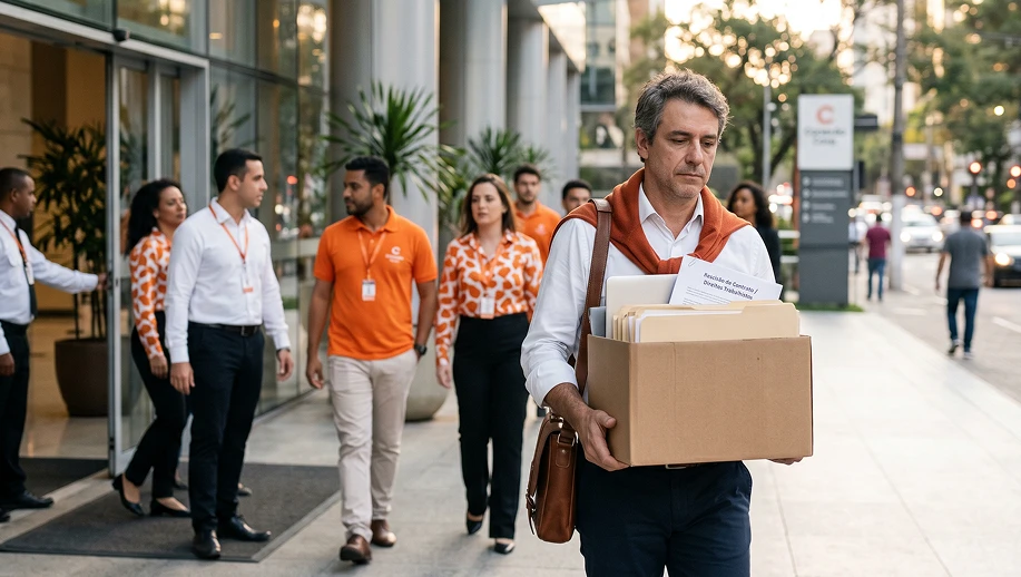 homem carregando caixas documentos em cracha evento corredor predio moderno Aviso Prévio Indenizado: o que é, como calcular