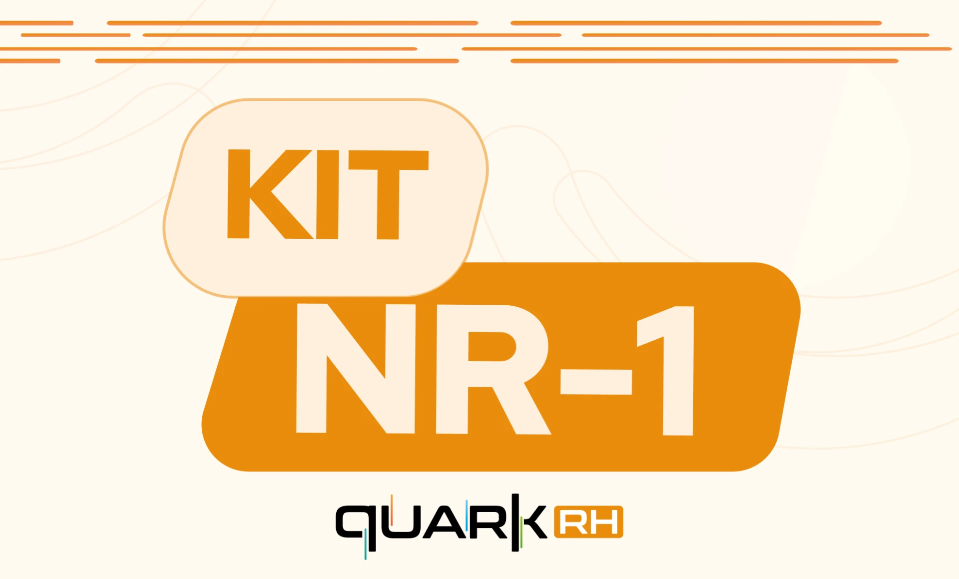 Logo “KIT NR-1” com o texto KI T NR-1 em destaque na cor laranja sobre fundo claro, acompanhado do símbolo e da marca .