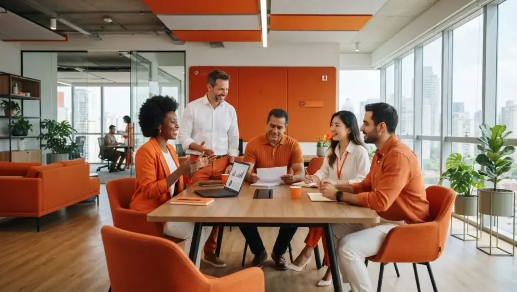 cho equipe reunida escritorio moderno alaranjado notebook CHO: o que é, o que faz e quanto ganha esse profissional