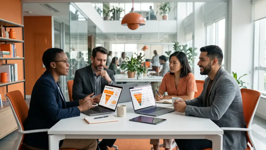 reuniao equipe escritorio modernodiscutindo dados ats ATS: o que é, como funciona e por que o RH precisa de um